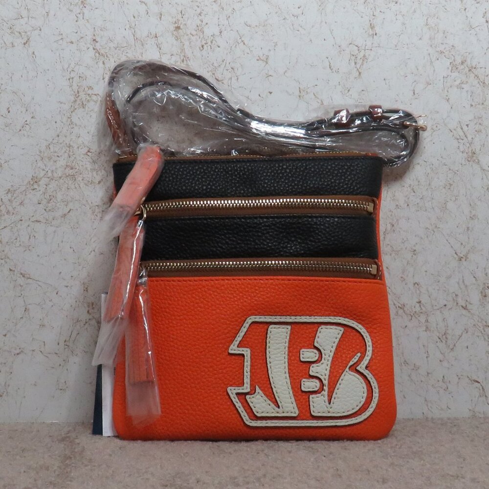 Dooney & Bourke NFL Cincinnati Bengals Triple Zip Crossbody (Clementine)